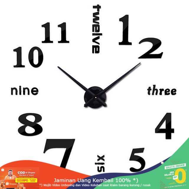 (BISA COD) RVOSTR Jam Dinding DIY Giant Wall Clock 50-60cm Model English Word - DIY-10