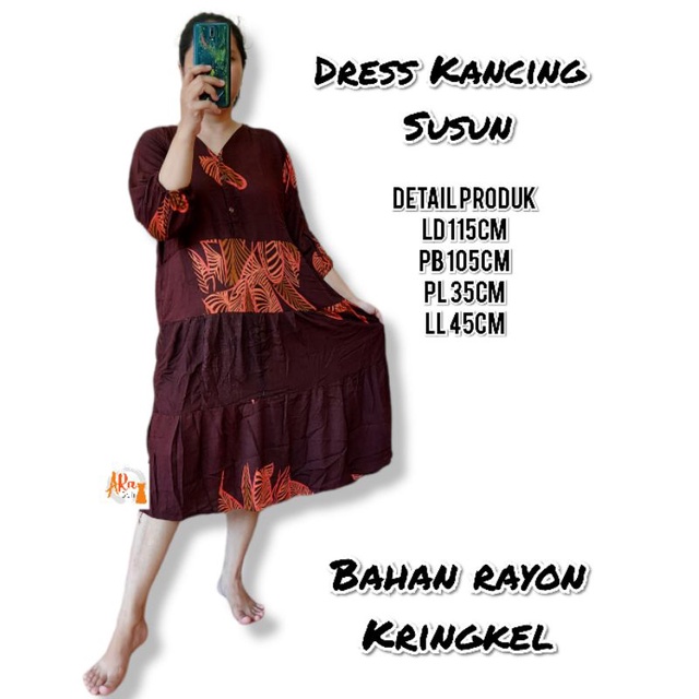 Dress Susun Kancing Kringkel/DRESS AMBARITA/dress bumil/dress busui kringkel