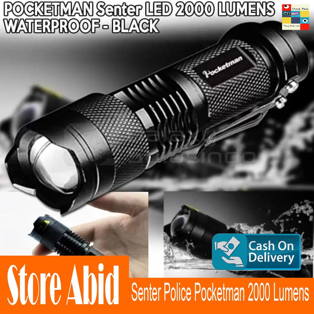 Senter Police Pocketman Senter LED Flashlight 2000 Lumens Waterproof