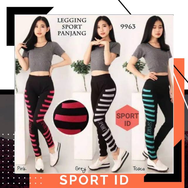 CELANA LEGGING LEGING OLAHRAGA WANITA IMPORT MODEL BERGARIS SAMPING