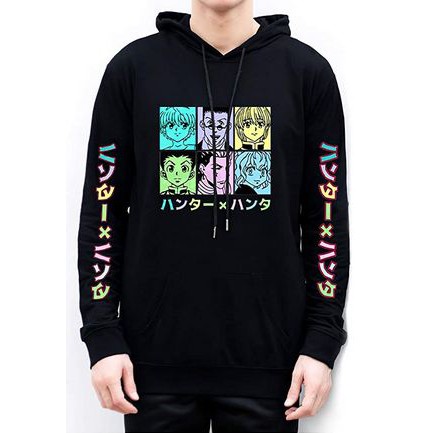 Hoodie Killua Hunter x Hunter Kanji Character Black Color