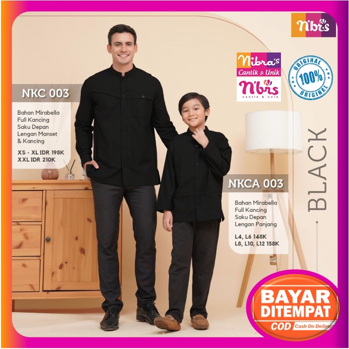 Nibras Couple Ayah dan Anak Laki Laki NKC 003 NKC 03 Cople Baju Koko Nibras Lengan Panjang Dewasa Co