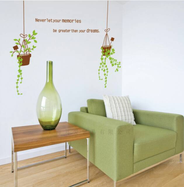 RELIZA WALL STICKER POT GANTUNG HIJAU HANGING DAPUR JM8331 STIKER DINDING WALLSTICKER