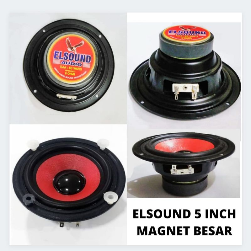 SPEAKER ELSOUND 5INCH 80WATT 5MB SPEAKER WOOFER ELSOUND 5INCH MAGNET BESAR