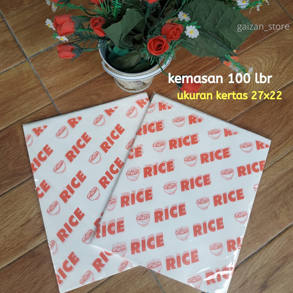 

Kertas nasi kfc logo rice MERAH 27 x 22 kemasan 100 lbr paper wrap food grade laminasi