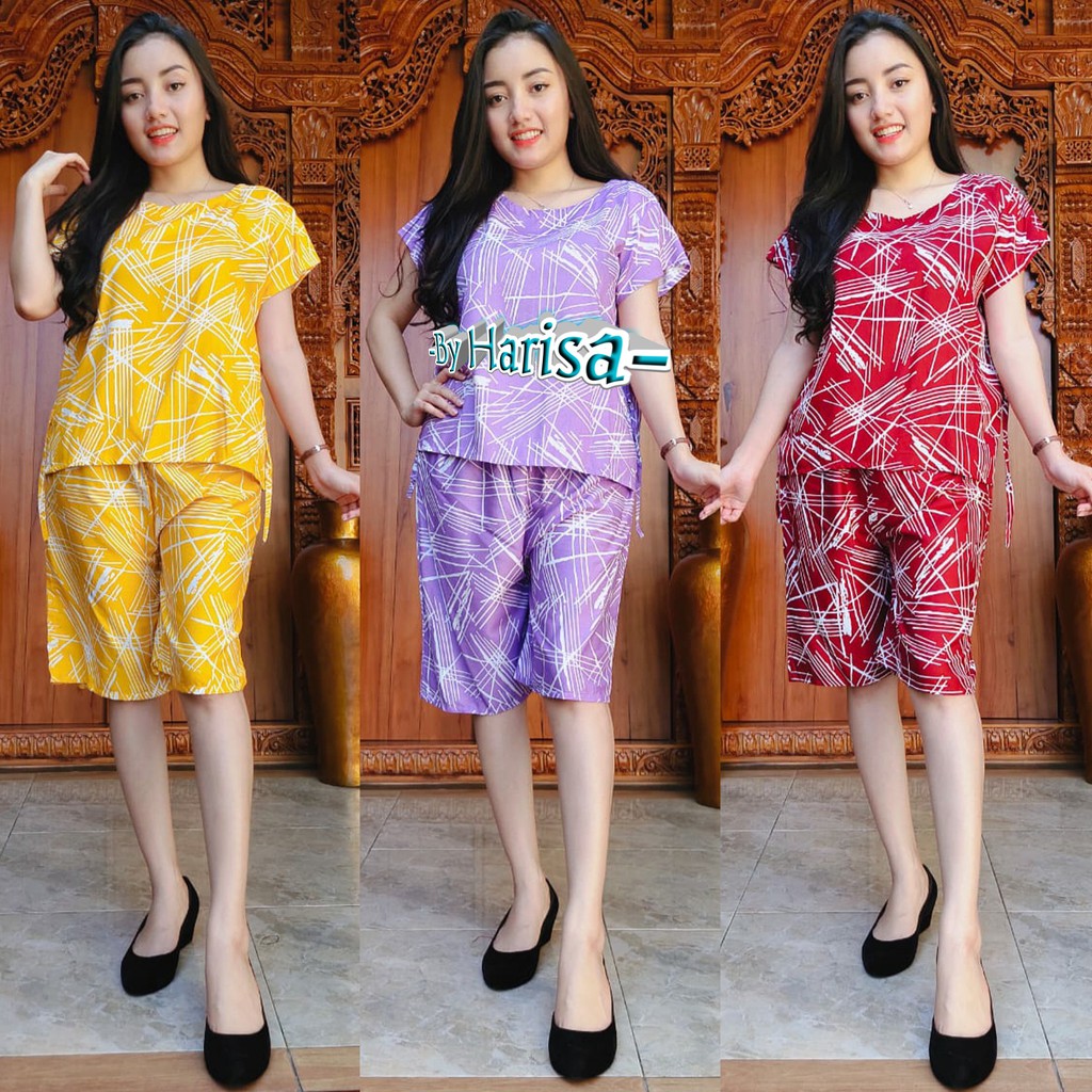 Piyama Pendek Tie Dye Api Rayon Super 03