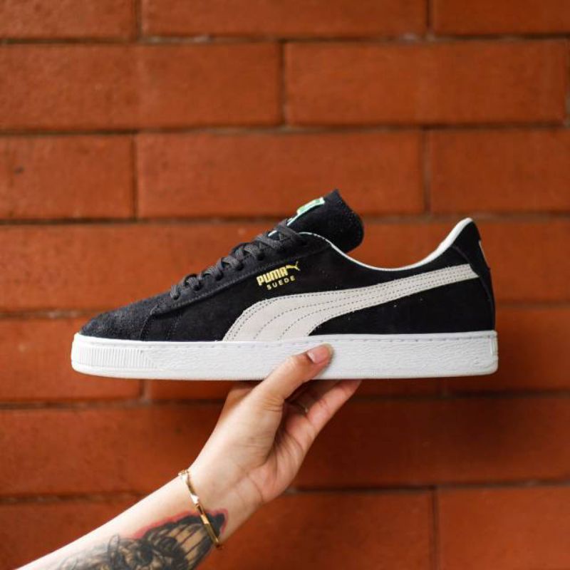 SEPATU PUMA SUEDE BLACK WHITE PADING WHITE ORIGINAL MADE IN INDONESIA