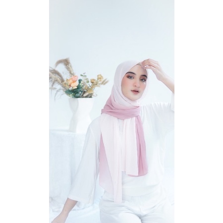 Anna pleats ombre/pashmina gradasi/pashmia plisket tanpa garis tengah-Dusty lavender