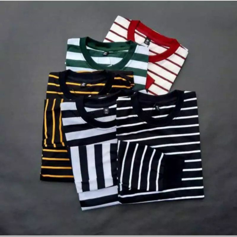 kaos stripe lengan panjang plus rip lengan size xxl