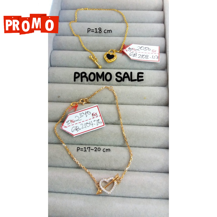 Gelang rantai fashion promo kadar 375/8karat motif love