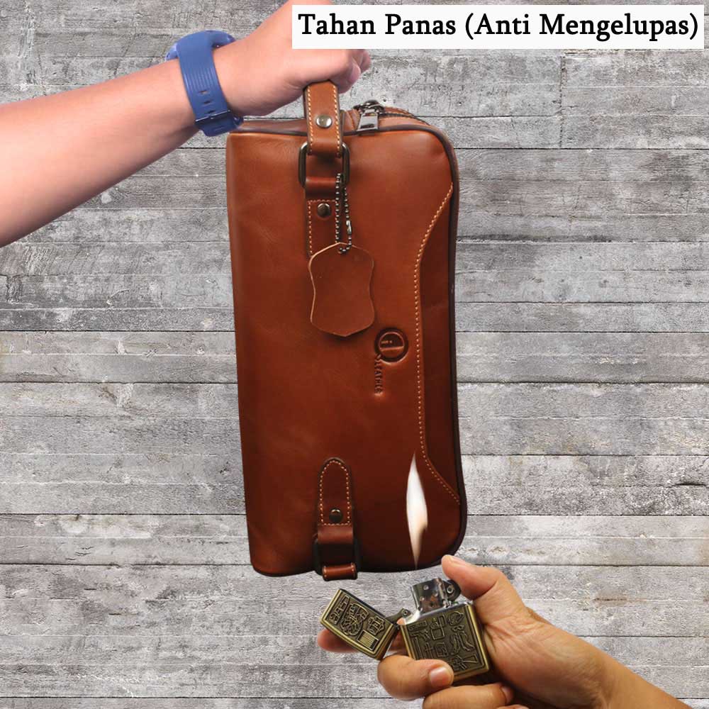 POUCH 100% GENUINE LEATHER CLUTH BAHAN KULIT SAPI ASLI PREMIUM BERKUALITAS 100% ORIGINAL QI LEATHER