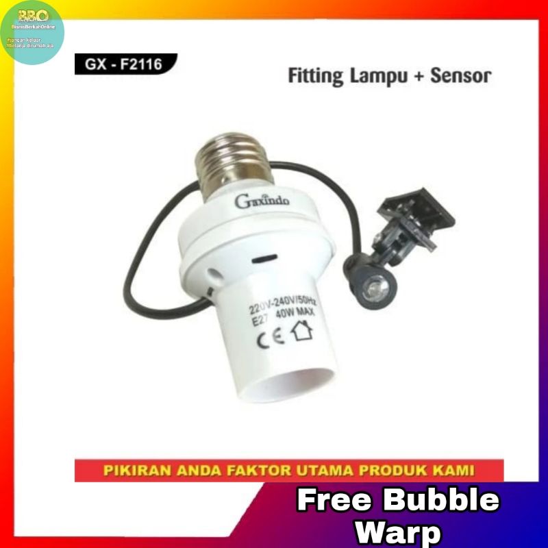 Fitting Lampu E27 GAXINDO + Sensor Cahaya Indoor/Outdoor GAXINDO