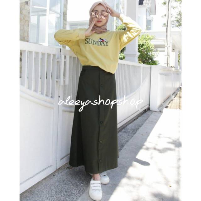 ALEEYA Rok Suede Kancing / Olla Button Maxi Skirt Suede (2105)