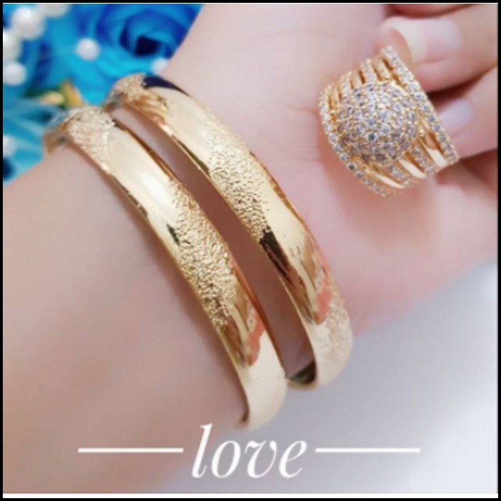 Set 2 gelang dan 1 cincin lapis emas