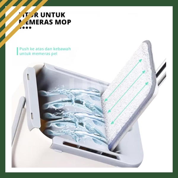 ❤ IJN ❤ Alat pel lantai praktis ultra mop Dry&amp;Wash 2 sekat Bucket + kain pel