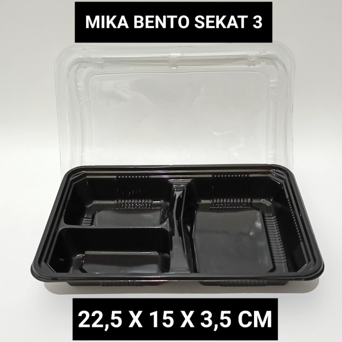 MIKA BENTO SEKAT 3 / TRAY BENTO SEKAT 3 TAHAN PANAS ISI 10 PCS