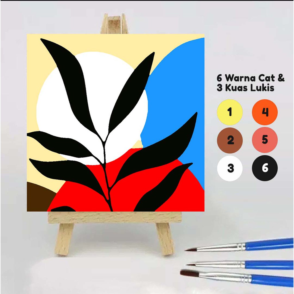 Paint by number TANAMAN 20x20 Wooden Painting kit/Set Melukis anak/Paket Mewarnai/DIY/Kerajinan
