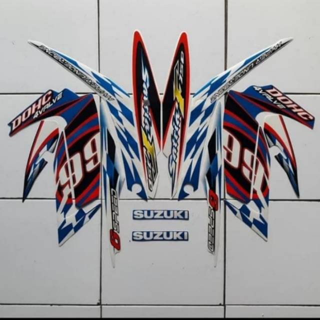 Stiker Striping Satria Fu 2012 Biru putih