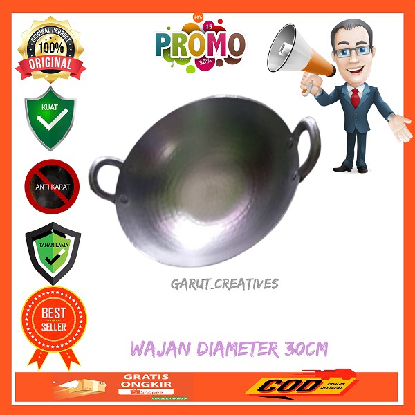 [Promo] Wajan Anti Lengket | Wajan 30cm | Wajan Tebal 30cm | Katel 30cm | Kuali 30cm | Wajan Garut |