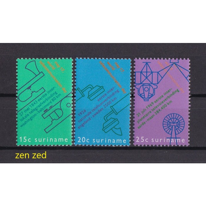 

0449 Perangko Suriname 1971 World Telecommunications Day 3v Mnh