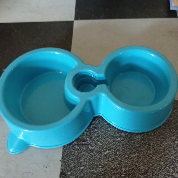 Tempat Makan Minum Kucing Otomatis 2 Lubang Pet Feeder Double Plate 2in1 Otomatis Murah FEZONE