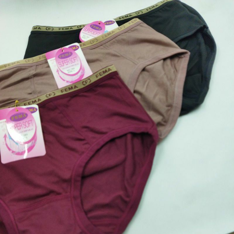 GROSIR 12 PCS CD Celana Dalam Wanita Panties 393 L XL XXL Fema Polos Import Polyester Halus Premium