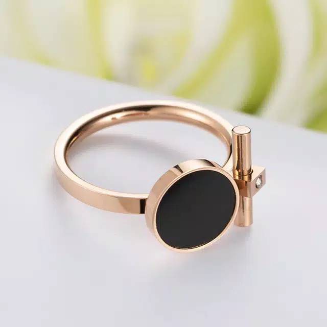 Gg Cincin Titanium Premium Model Bulet Hitam #CC-128