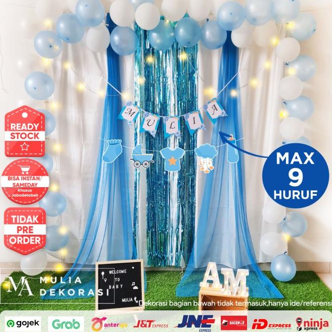 Dekorasi Backdrop Baby Girl Baby Boy Bayi Lahiran Aqiqah Paket Hh