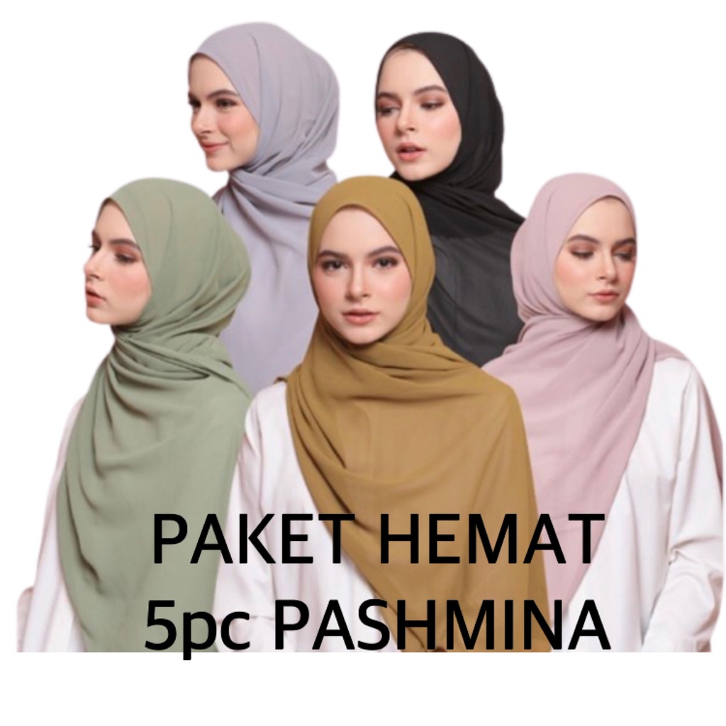 TERLARIS paket 5pc pashmina ceruty 200cmx75cm