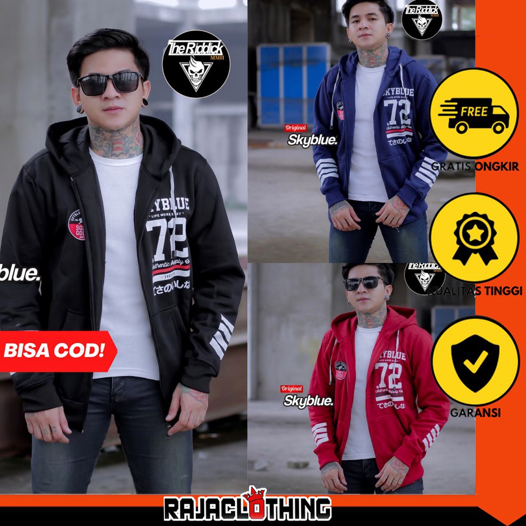 RCL - Jaket Sweater Skyblue 72 Hoodie Polos Pria Wanita Premium Distro - Hoodie Skyblue Riddick MMH