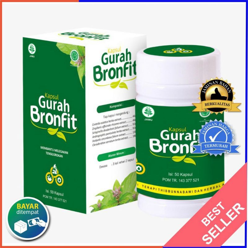 GURAH BRONFIT 50 Kapsul Herbal Batuk Flu Asma Bronkitis Migrain TBC