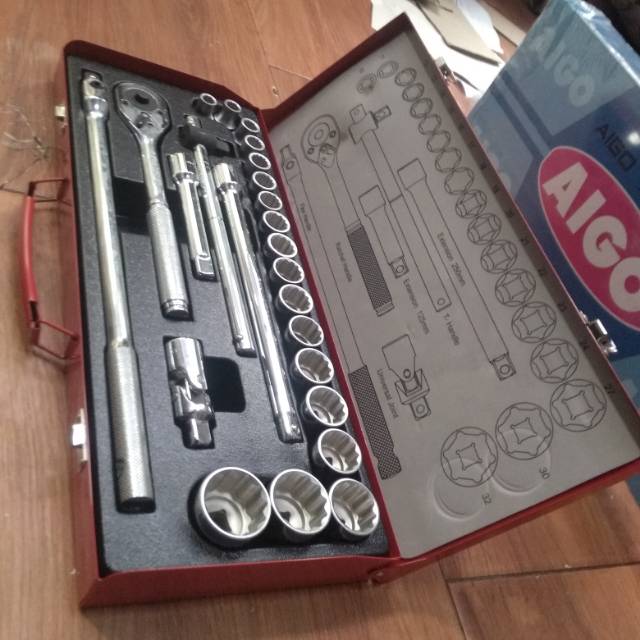 Jual Kunci Shock Set Aigo Socket Wrench Pcs Kunci Socket Pt Made