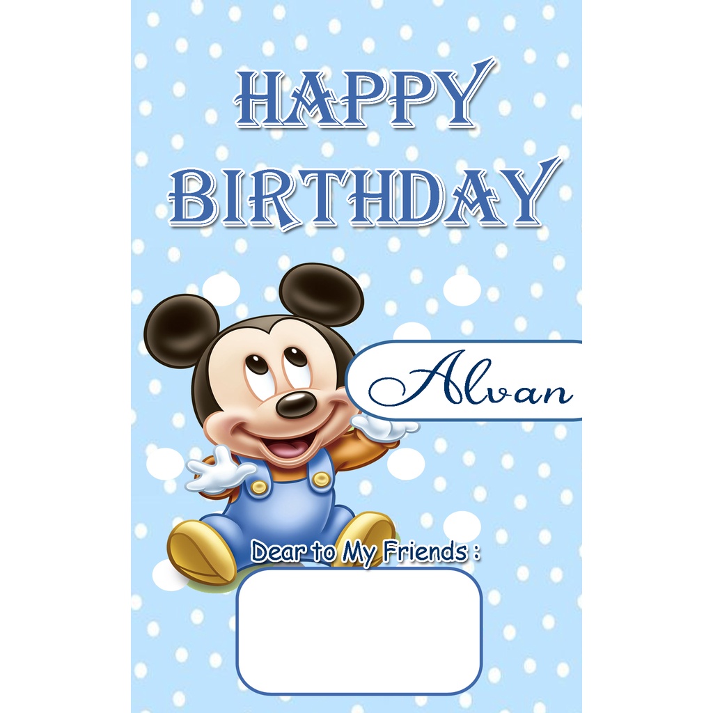 TEMA BABY MICKEY MOUSE UNDANGAN ULANG TAHUN ULTAH ULANGTAHUN KARTU UNDANGAN BIRTHDAY SURAT UNDANGAN 