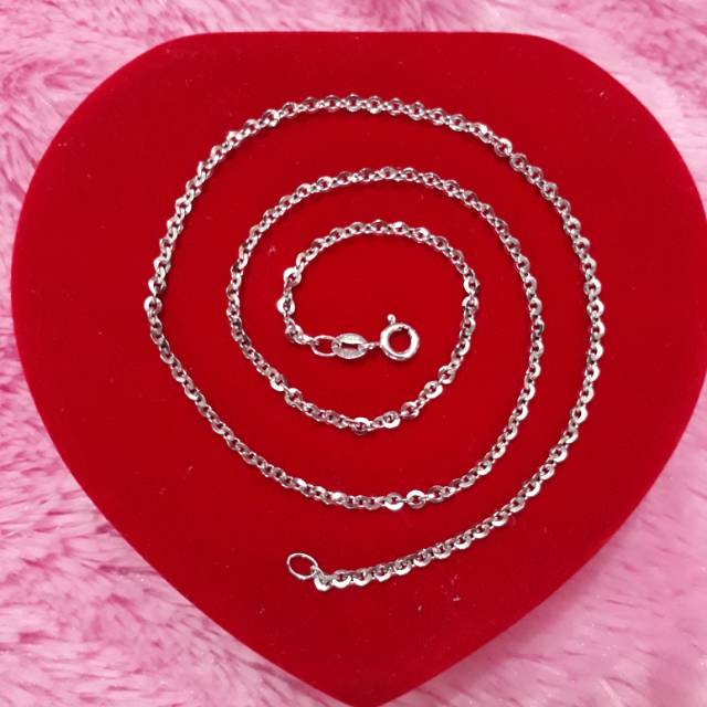 KALUNG RANTAI NORI PERAK 925 LAPIS EMAS PUTIH/PERHIASAN PRIA WANITA SILVER/KALUNG MEDAN / ASLI/AS33