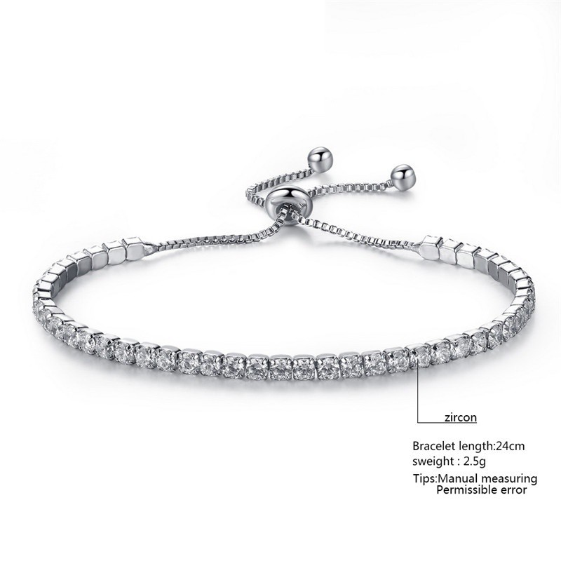 Gelang Tangan Rantai Warna Emas / Silver Hias Cubic Zirconia Untuk Wanita