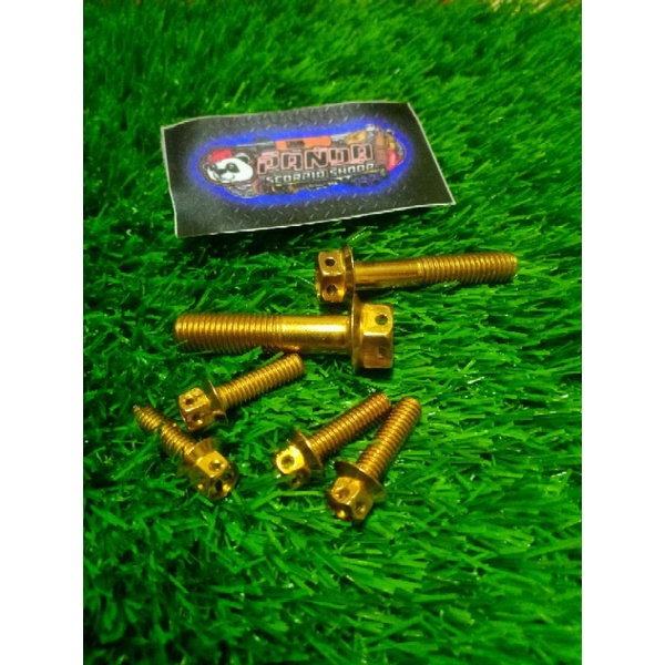 baut probolt gold kuping lampu scorpio,ninja,RX-King dan Vixion