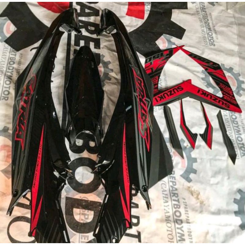PAKET HEMAT cover body Satria Fu facelift fl hitam ber stripping