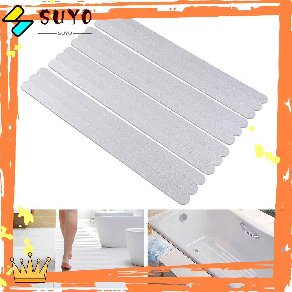 Suyo 12pcs Strip Stiker Karet Anti Slip / Air Untuk Tangga / Bathtub