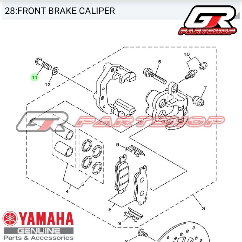 baut bintang caliper rem depan set f1zr ori ygp fizr fiz f1z r pala kepala babi front brake screw nut kaliper ori ygp