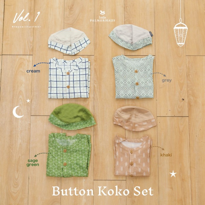 Little Palmerhaus Setelan Baju Koko / Button Koko Set Peci