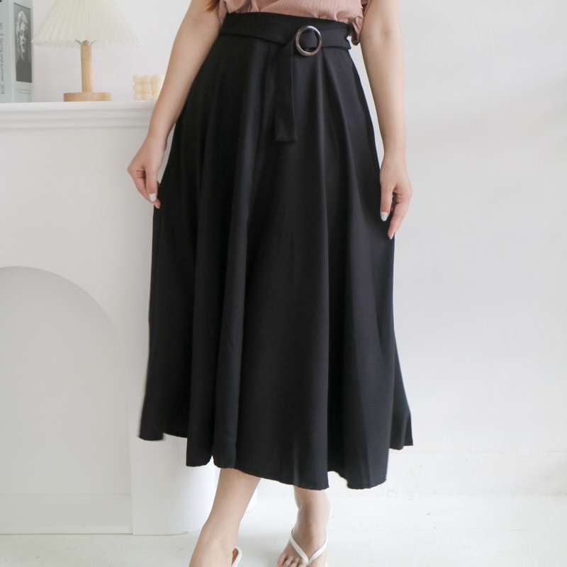 MSMO Juliet Long Skirt Belt / Rok Wanita / Skirt-Black