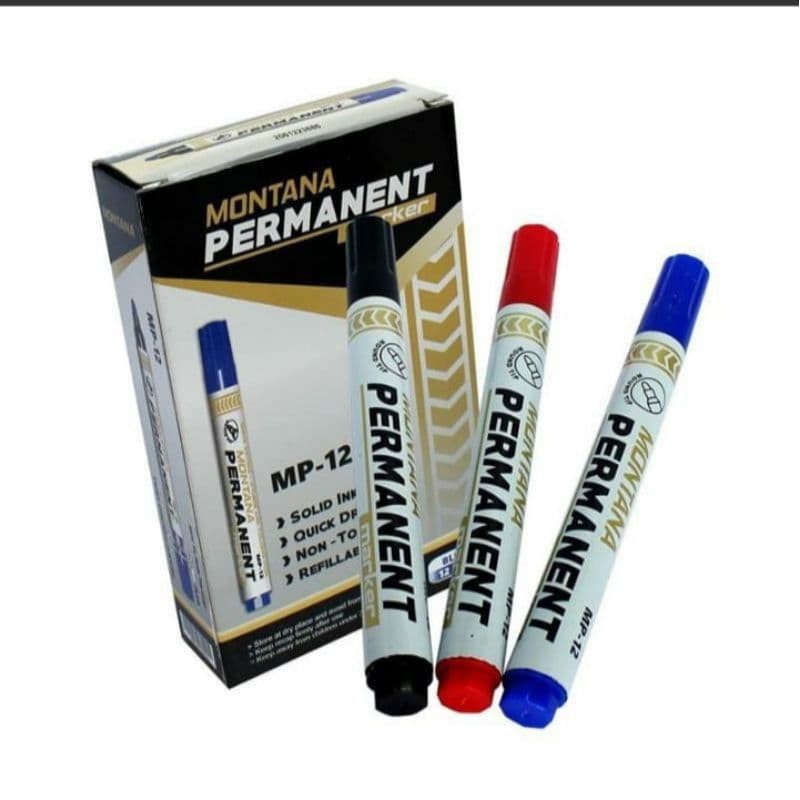 JT - SPIDOL MONTANA MARKER PERMANENT MP12 MP-12 MONTANA BLACK HITAM RED MERAH PERMANEN MP 12 ROUND TIP MURAH AWET ATK MURAH