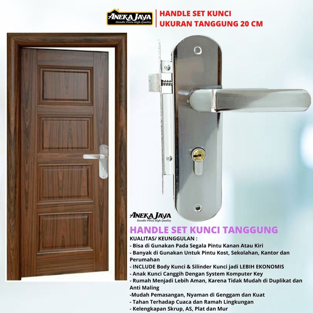 Handle Set Kunci Ukuran Tanggung 20 cm Gagang Pintu Kunci Rumah Gagang Pintu Rumah Kamar Satu Set