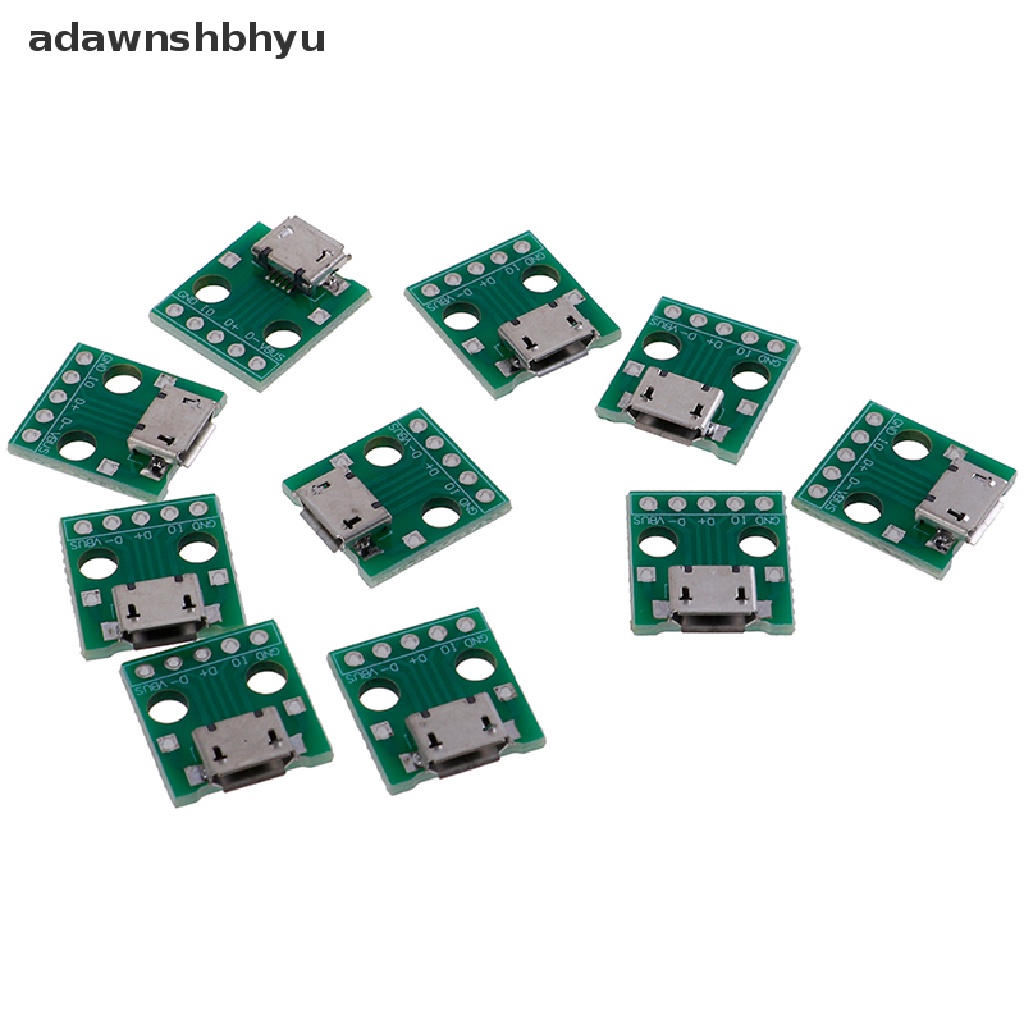 Adawnshbhyu 10Pcs Adaptor MICRO USB to DIP 5Pin Female Connector PCB Converter Board