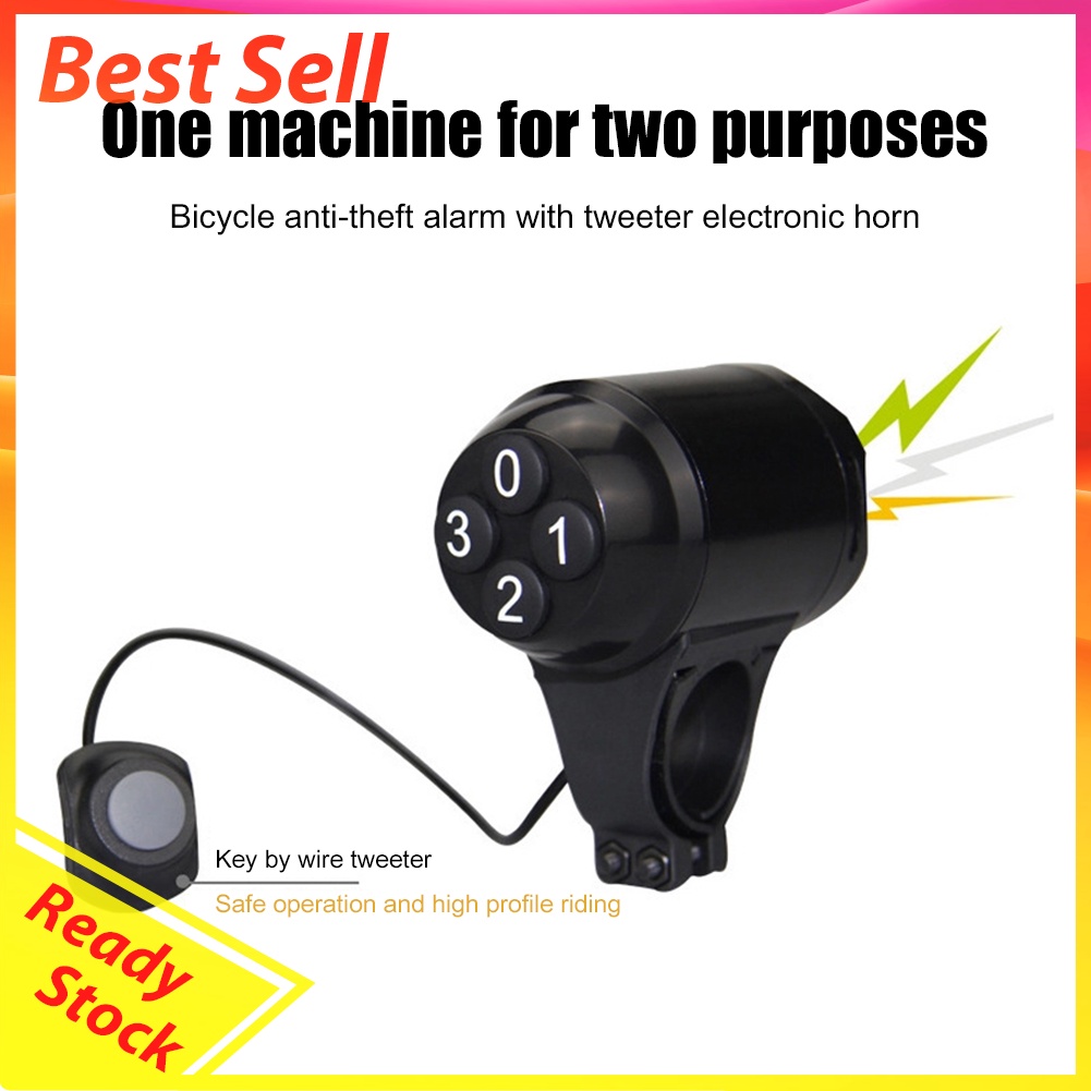 Sunding Bicycle Handlebar Password Alarm Ring Bell Anti-Theft Alert Horn