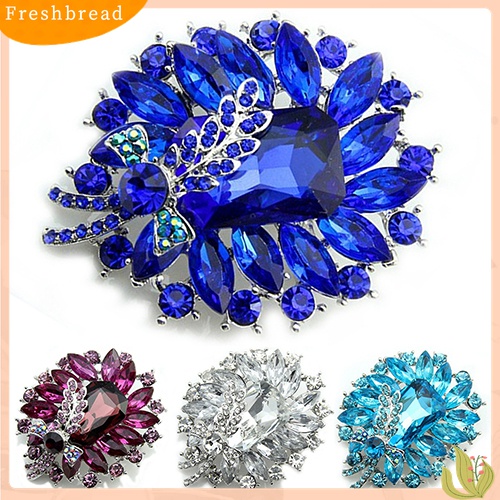 [ TERLARIS]Women's Banquet Party Broach Blue Clear Rhinestone Crystal Butterfly Pin Brooch