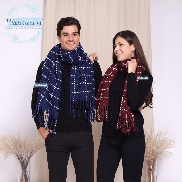 London Winter scarf Men Women Syal Musim dingin pria wanita cewek cowok pashmina tebal hangat