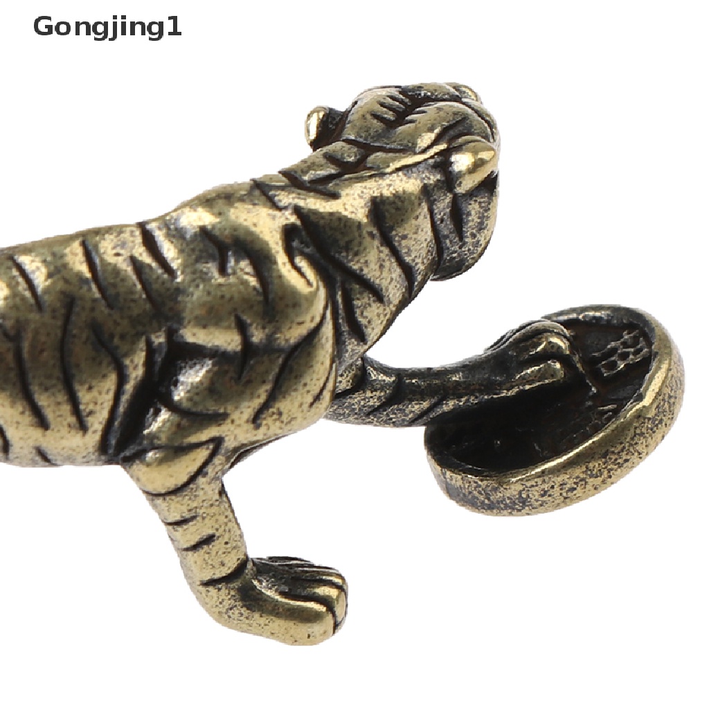 Gongjing1 Ornamen Patung Macan Zodiak Cina Bahan Kuningan Untuk Dekorasi Meja Kantor