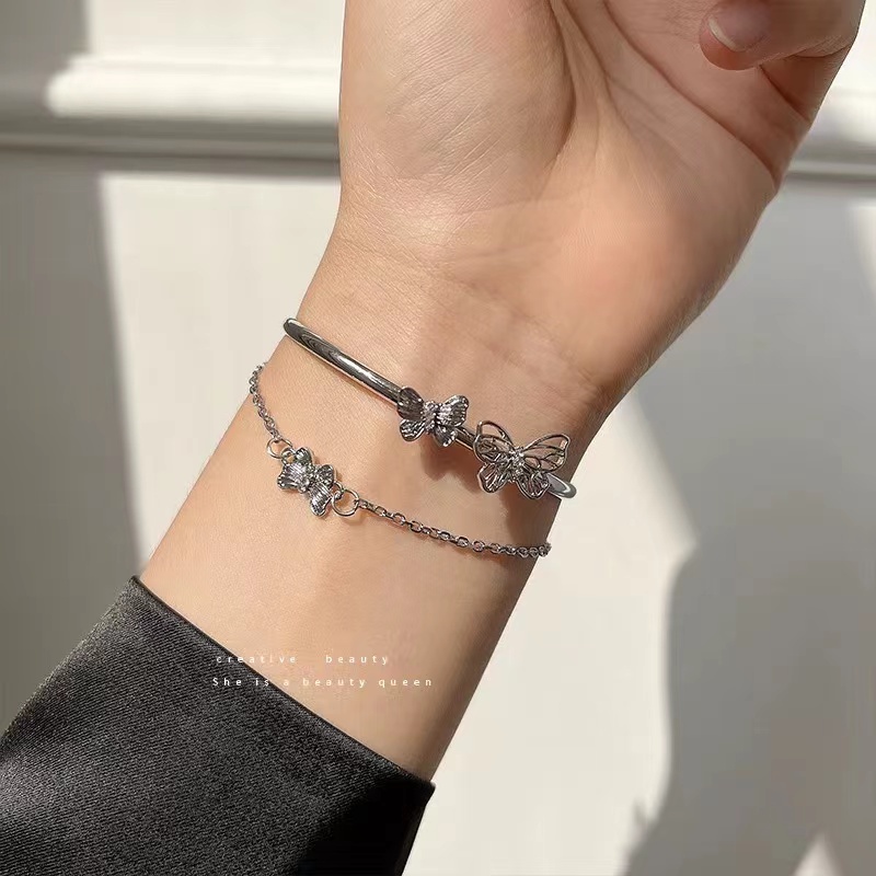 Gelang Rantai Butterfly Double Layer Gaya Korea Untuk Wanita