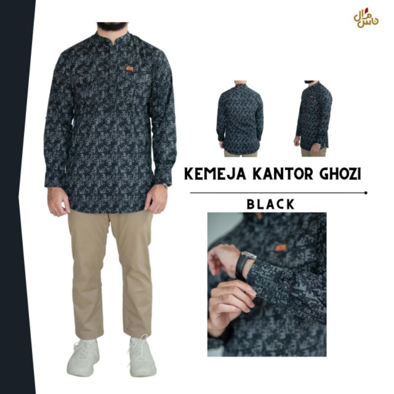 Kemeja Kantor Pria Dewasa Slimfit Model Kemko Motif Ghozi